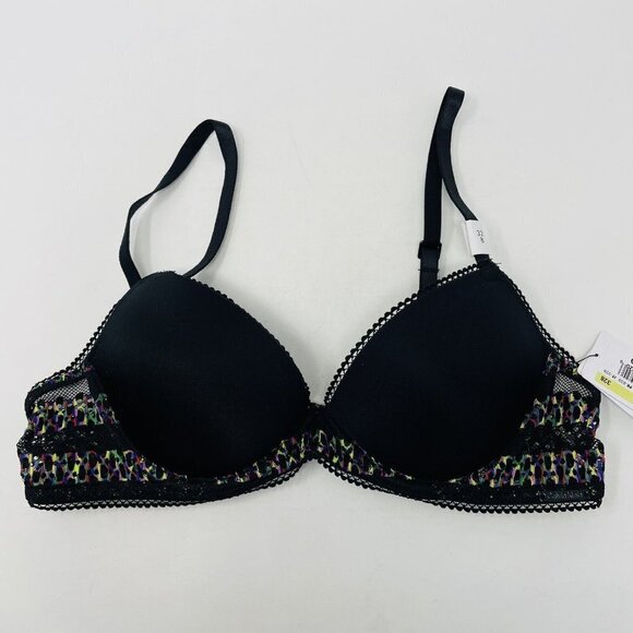 Calvin Klein Womens Size 32B Striped Lace Demi Bra QF5873 in Black $46 875 - Picture 2 of 6